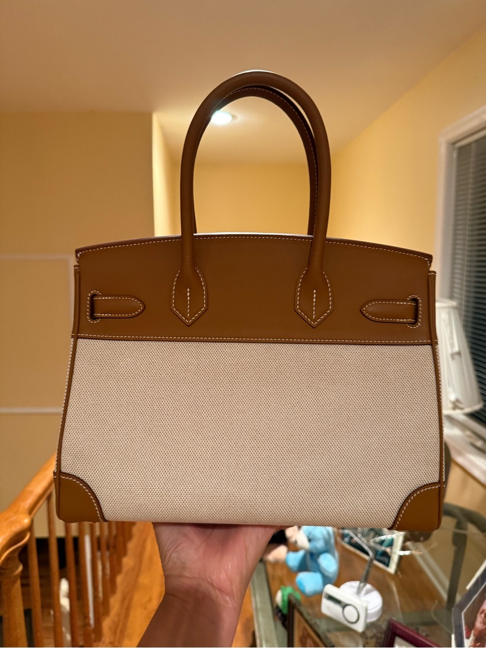 Tan Toile Canvas Swift Leather Tote Handbag with Horse Motif with Ghw
30CM - Picture 9 of 11
